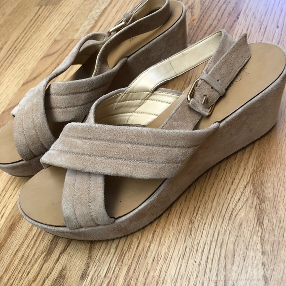 J. Crew Tan Suede Platform Sandals 8 - Picture 3 of 6